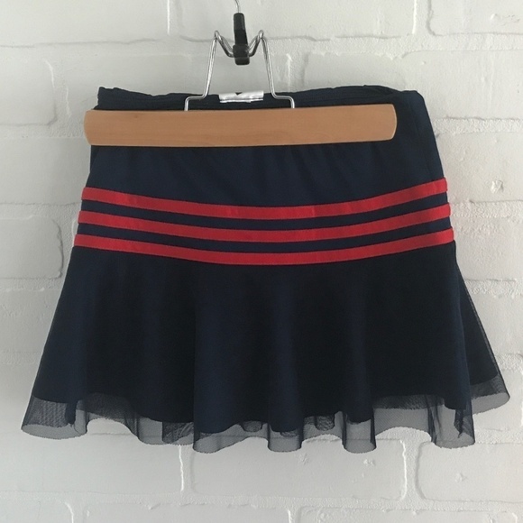Adidas Navy and red Tennis prep Stripes Blokettecore Skort Girl Size 6X - Picture 1 of 7